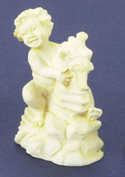 Dollhouse Miniature Boy On Seahorse, Ivory